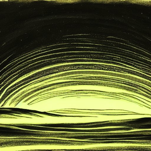 the window — glowing arcs over a dark horizon
